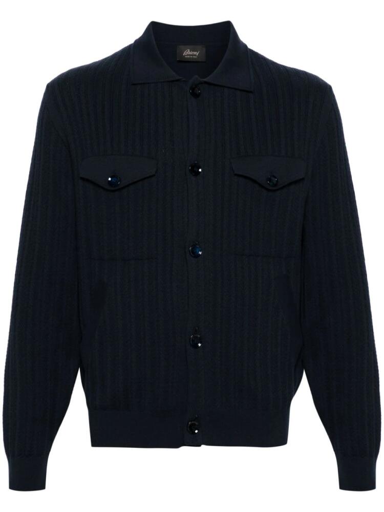 Brioni spread-collar buttoned cardigan - Blue Cover