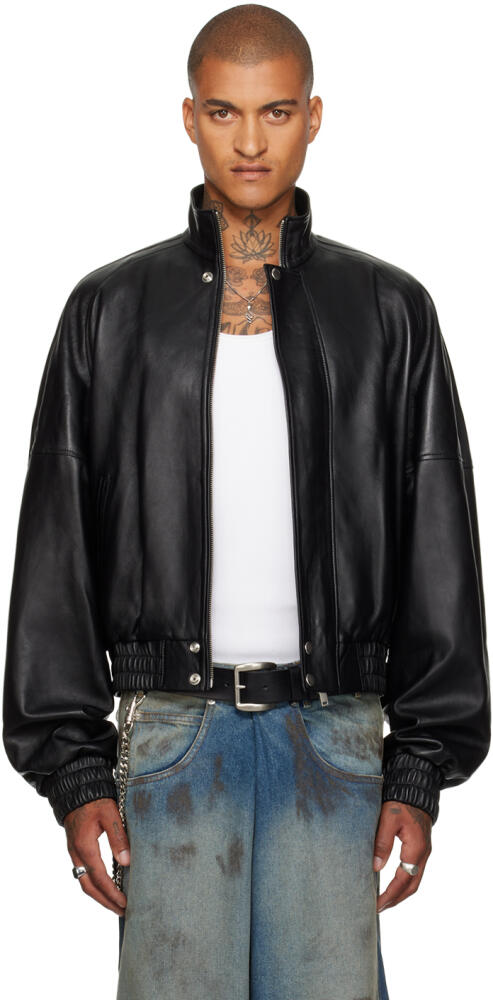 LU'U DAN Black Blouson Leather Jacket Cover