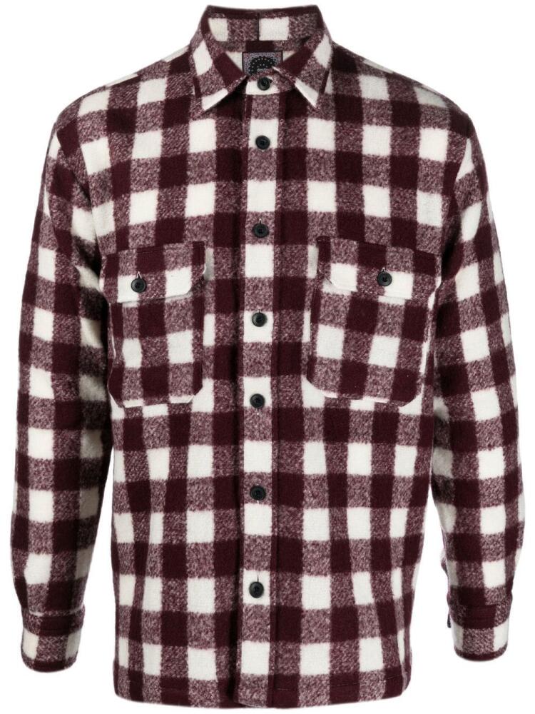 Destin checked wool-blend shirt - Red Cover