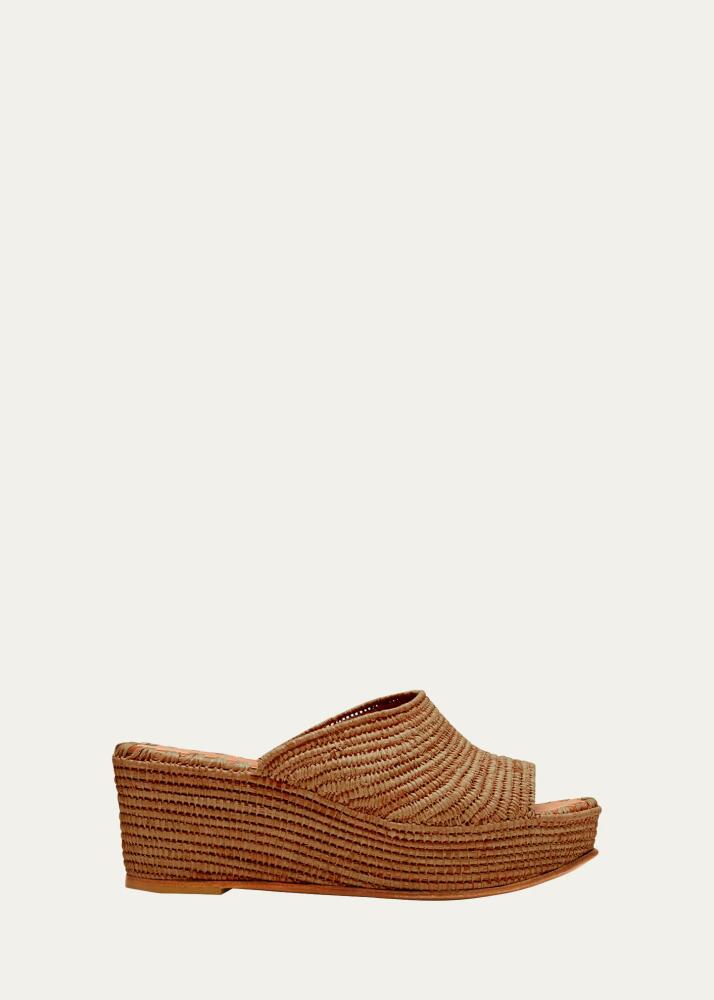 Carrie Forbes Karim Woven Raffia Wedge Slide Sandals Cover