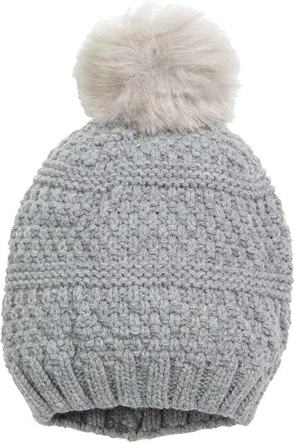 San Diego Hat Company Knit Beanie w/ Faux Fur Pom (Grey) Beanies Cover