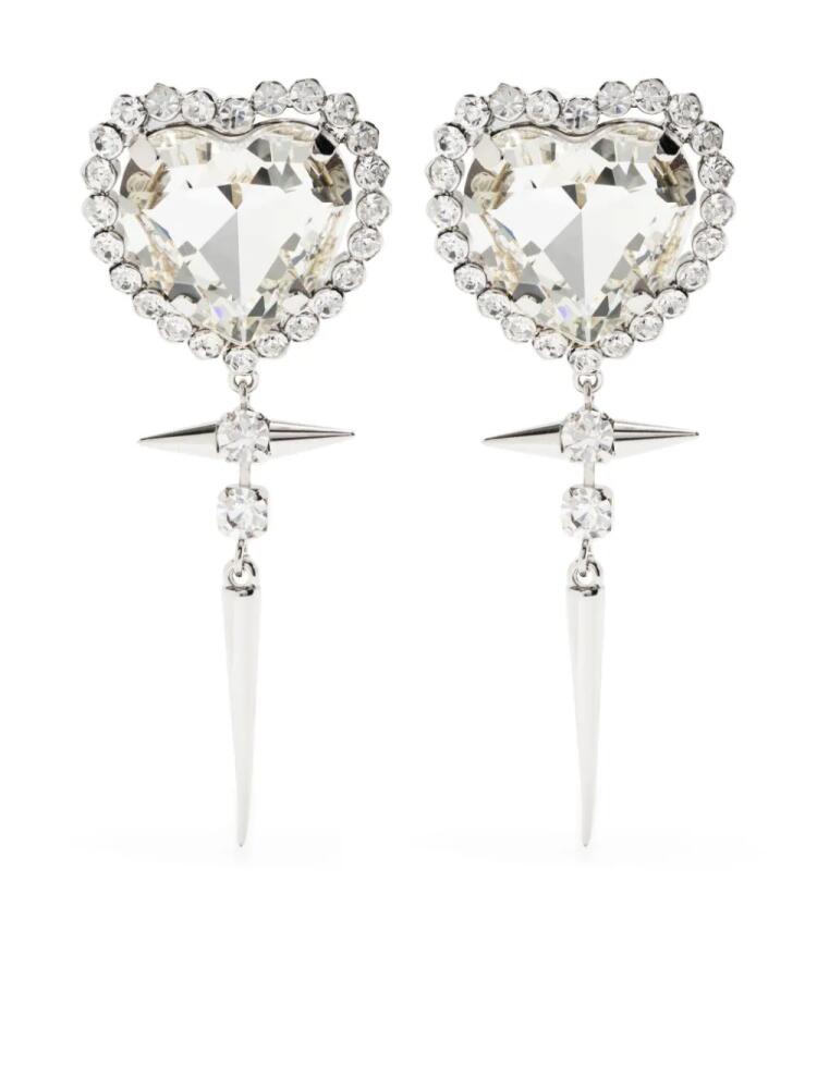 Alessandra Rich Crystal-embellished heart-shaped earrings - Silver Cover