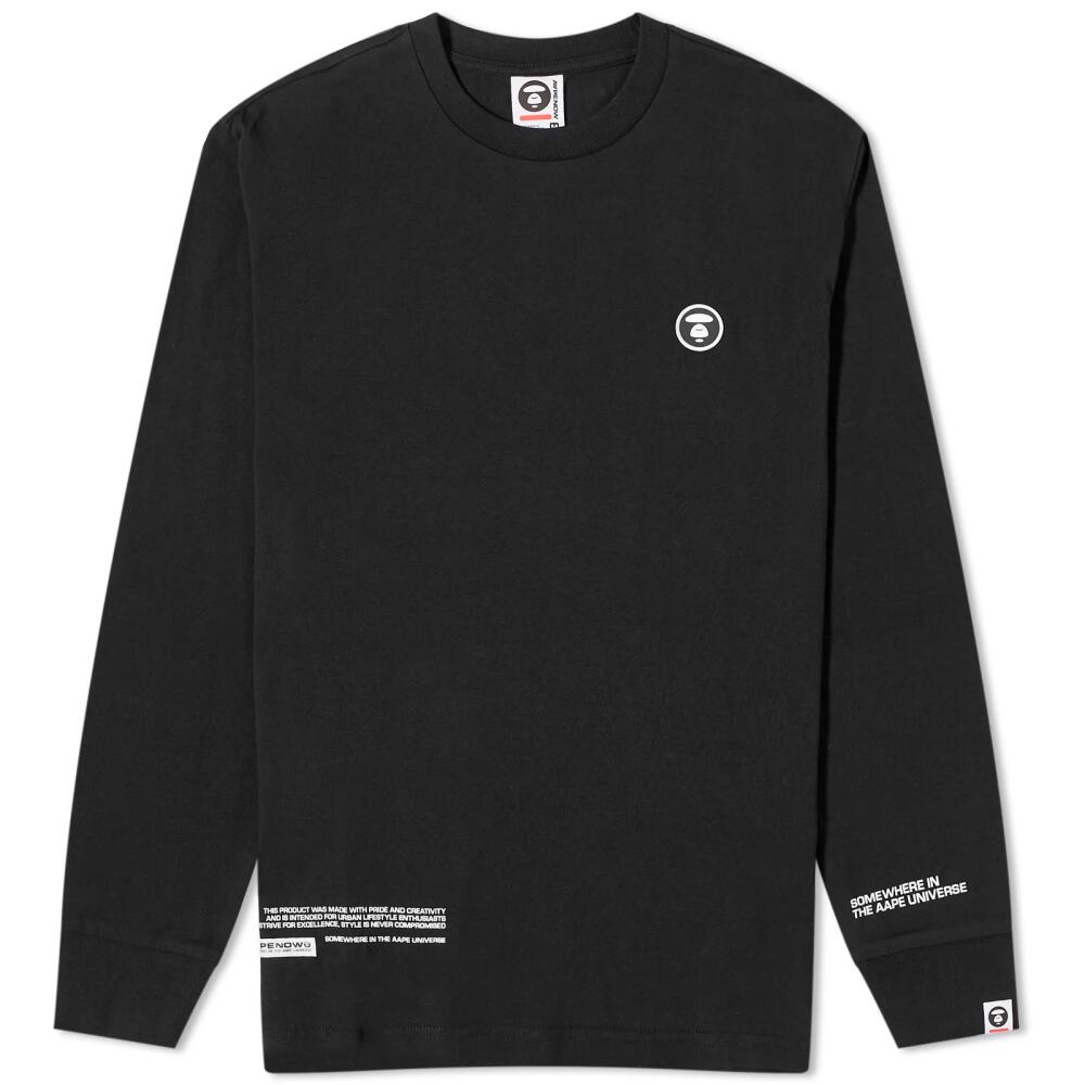 Men's AAPE Now Silicon Badge Long Sleeve T-Shirt in Black Cover