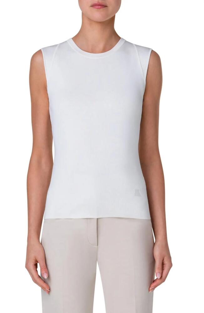 Akris Fitted Stretch Silk Tank in Ecru Cover