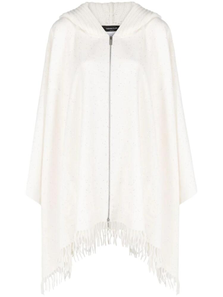 Fabiana Filippi knitted zip-up cape - White Cover