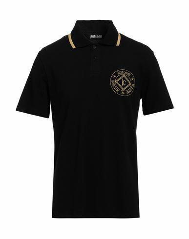 Just Cavalli Man Polo shirt Black Cotton Cover