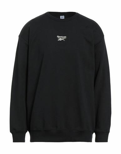 Reebok Man Sweatshirt Black Cotton, Elastane Cover