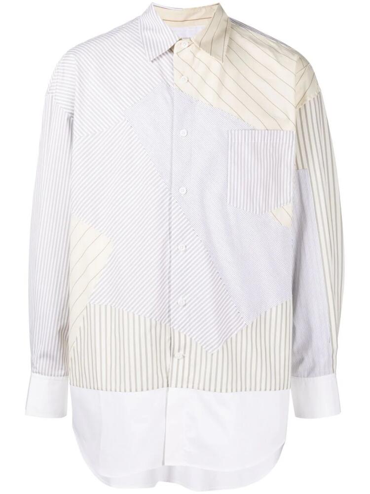 Feng Chen Wang long-sleeve patchwork shirt - Neutrals Cover