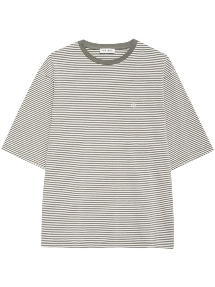 ANINE BING Bo striped crew-neck T-shirt - White Cover