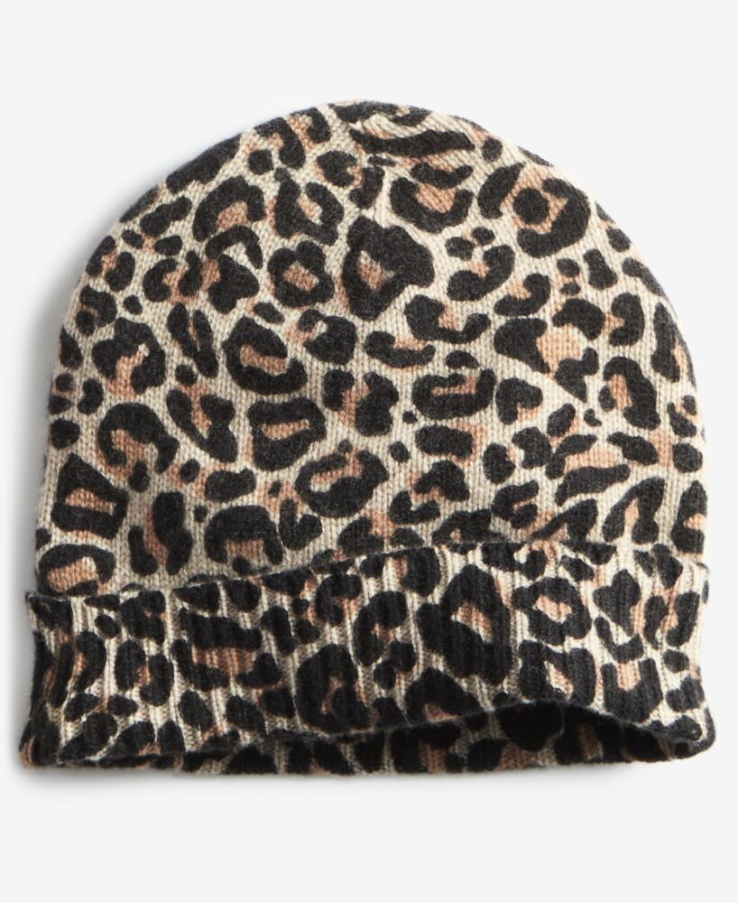 Charter Club Cashmere Leopard Cuffed Beanie, Created for Macy's - Soft Black Leopard Cover