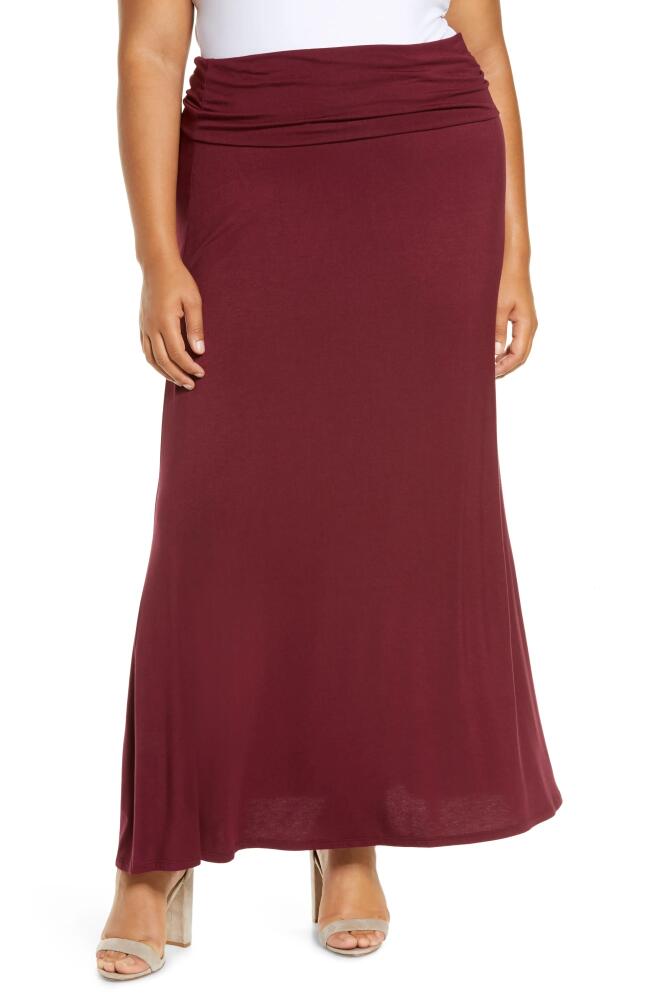 Loveappella Fold Over Maxi Skirt in Burgundy Cover