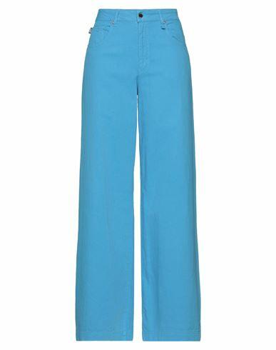 Love Moschino Woman Pants Azure Cotton, Linen, Elastane Cover