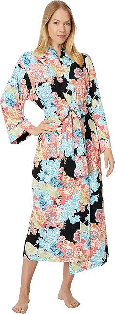 N by Natori Geisha Garden - Cozy Knit 49 Robe (Black Multi) Women's Robe Cover