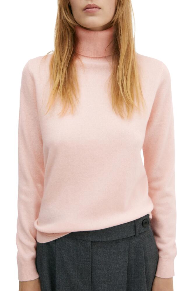 MANGO Turtleneck Cashmere Sweater in Pastel Pink Cover