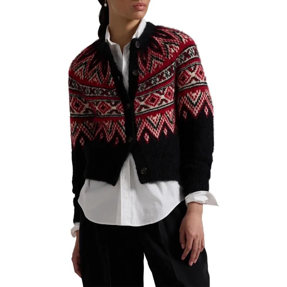 Polo Ralph Lauren Fair Isle Alpaca Blend Jacquard Cardigan in Black Multi Cover