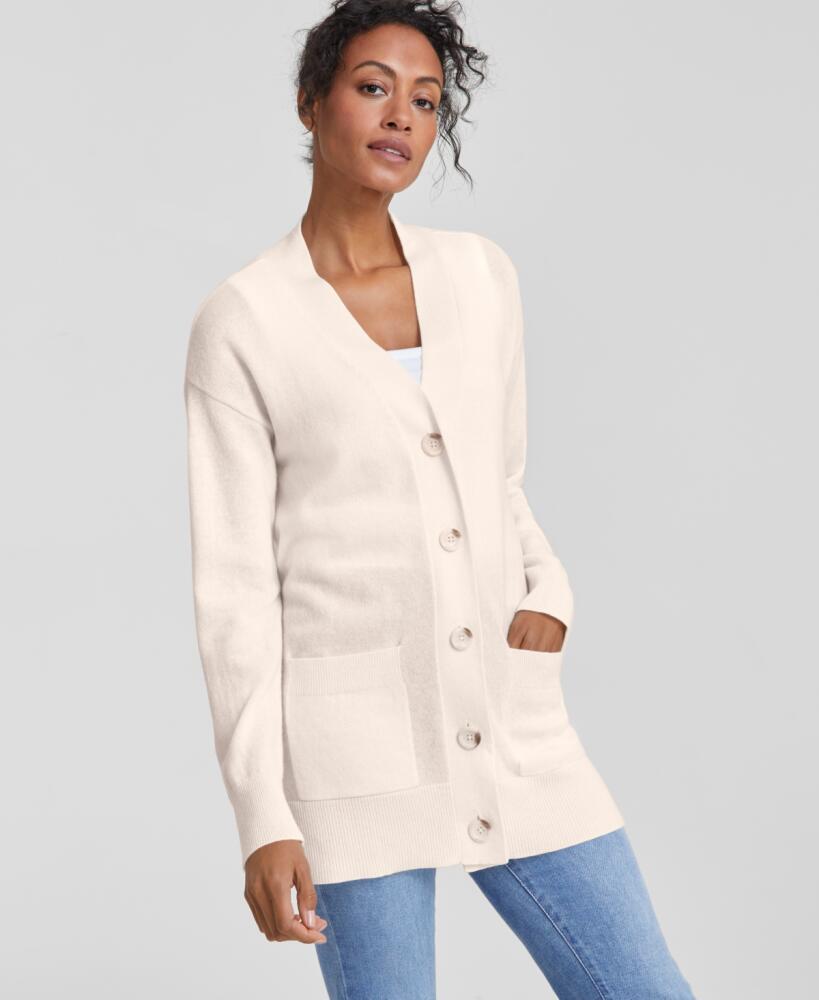 Charter Club Women's Button-Front 100% Cashmere Cardigan, Created for Macy's - Vanilla Ice Cover