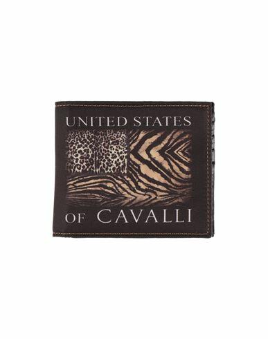 Roberto Cavalli Man Wallet Black Polyester, Calfskin Cover