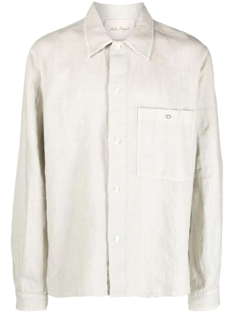 Nick Fouquet decorative-stitching linen shirt - Neutrals Cover