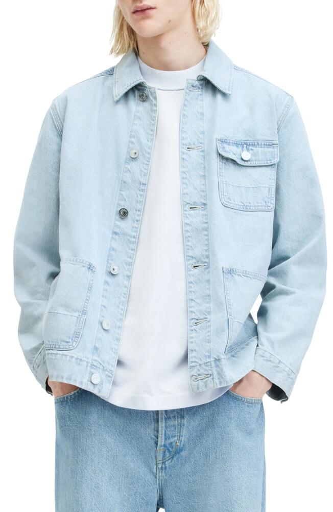 AllSaints Eavis Denim Chore Jacket in Indigo Blue Cover