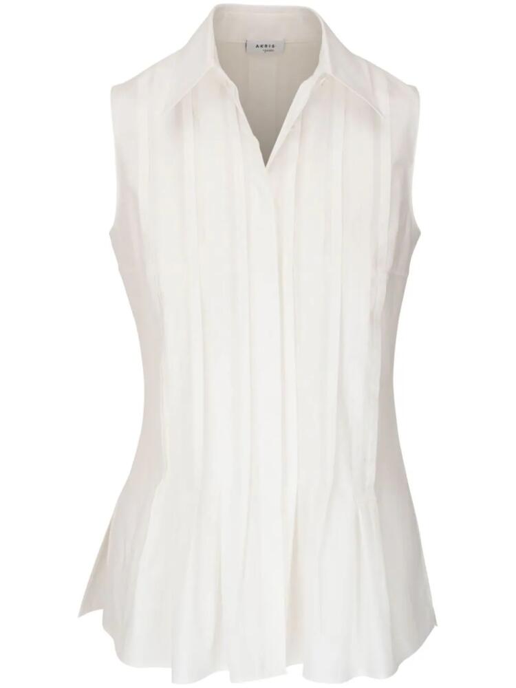 Akris Punto pleated cotton top - White Cover