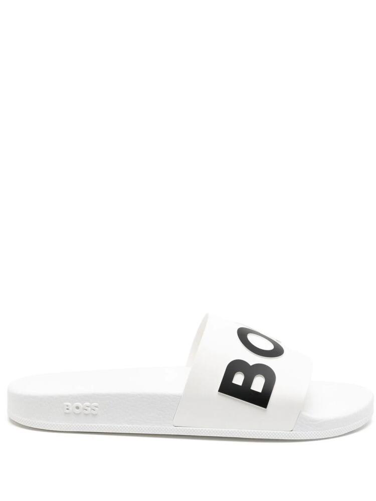 BOSS Bay logo-embossed slides - White Cover