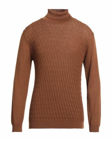 Officina 36 Man Turtleneck Brown Virgin Wool, Acrylic Cover