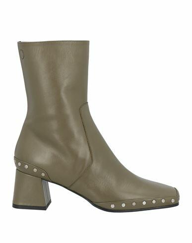 High Woman Ankle boots Military green Leather Cover