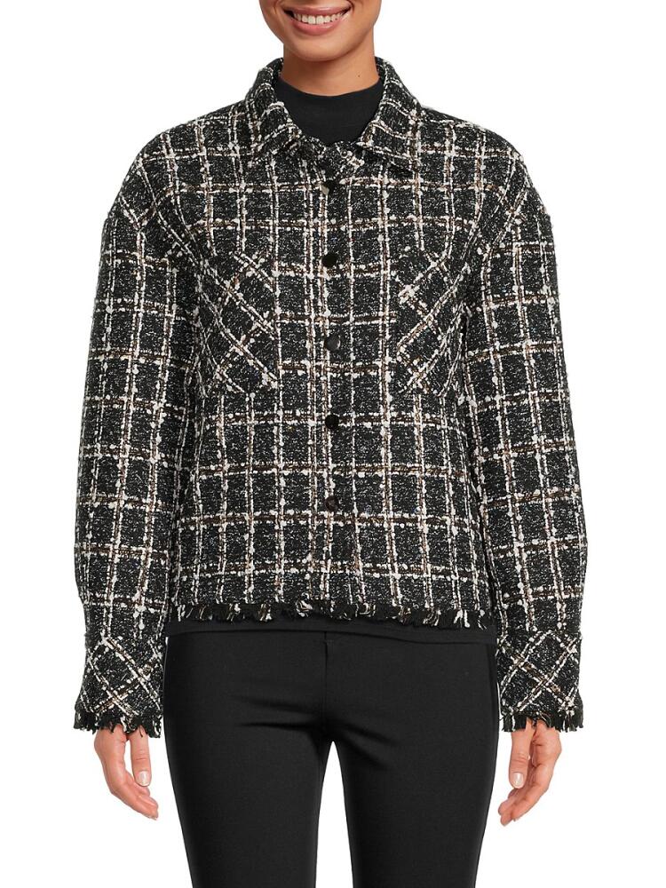 Wdny Women's Tweed Trucker Jacket - Black Ivory Cover