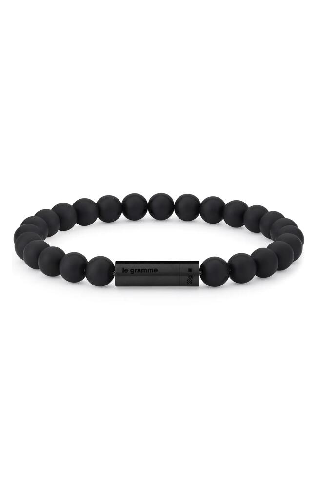 le gramme Men's 28G Ceramic Beaded Bracelet in Black Ceramic Cover