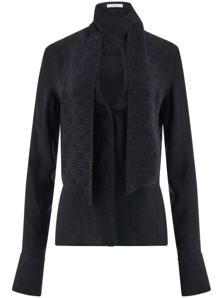 Ferragamo Gancini-jacquard silk blouse - Black Cover