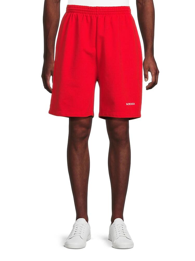 Balenciaga Men's Logo Sweatshorts - Bright Red Cover