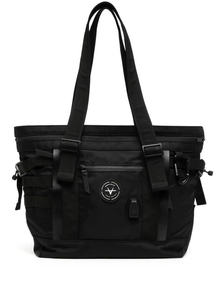 Makavelic logo-patch strap-detail tote bag - Black Cover