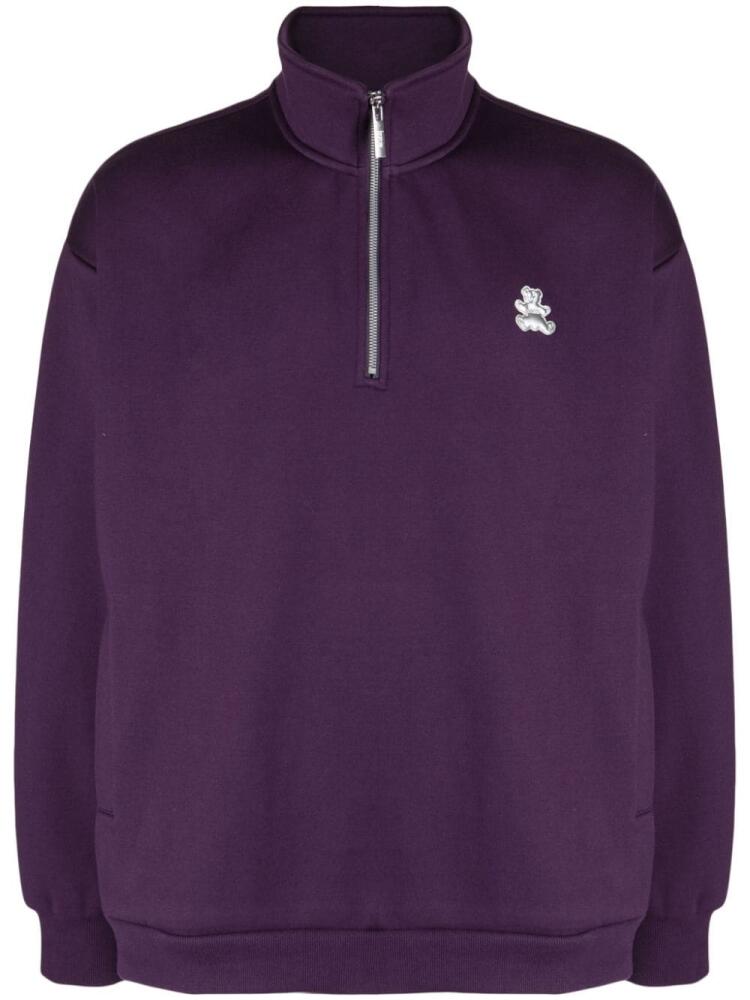 izzue appliqué-detail half-zip sweatshirt - Purple Cover