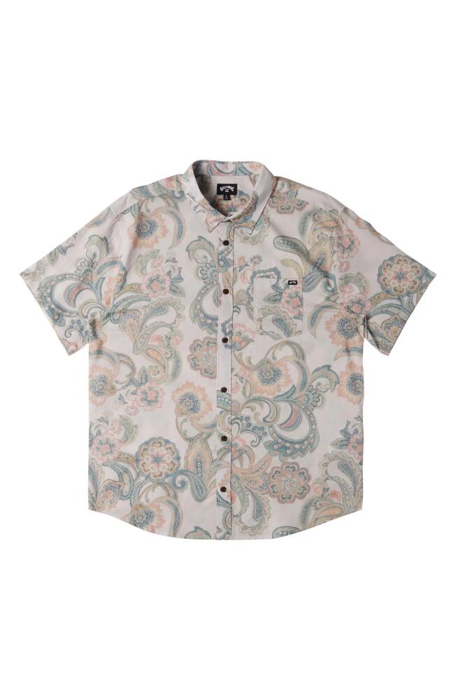 Billabong Sundays Print Short Sleeve Button-Up Shirt in Foam Cover