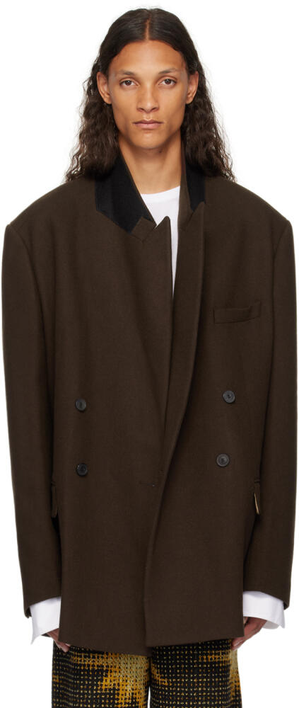 Dries Van Noten Brown Oversized Blazer Cover