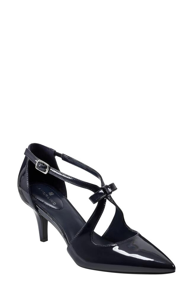 Bandolino Zeffer Kitten Heel Pump in Dark Blue Shiny Cover