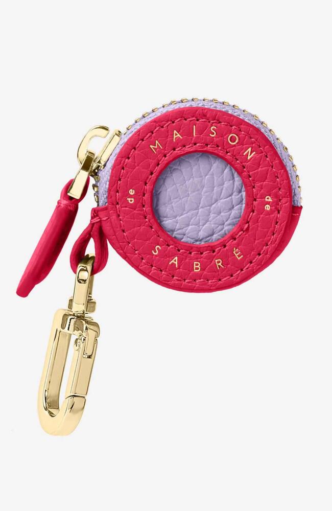 MAISON de SABRÉ Leather AirTag Charm in Fuchsia Lavender Cover