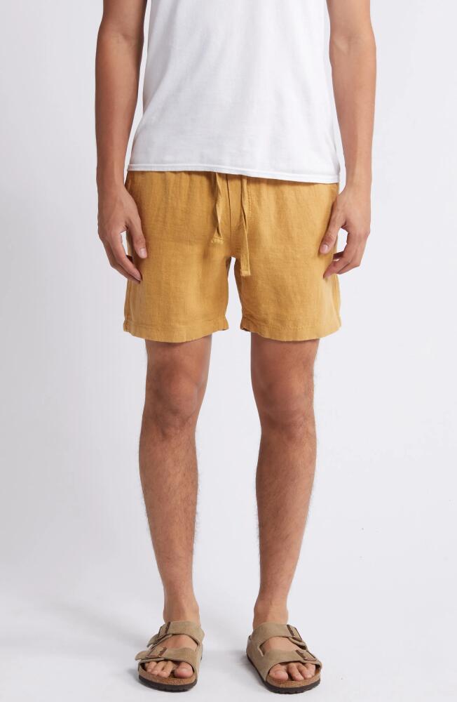 Faherty Essential Linen Shorts in Sunset Gold Cover