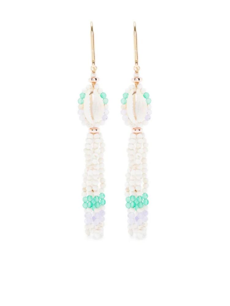 ISABEL MARANT beaded-trim shell earrings - Neutrals Cover