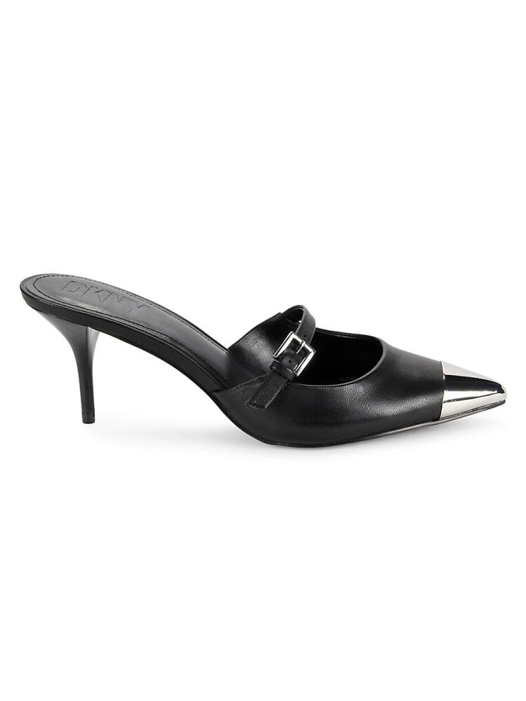 DKNY Women's Kynlee Heeled Leather Mules - Black Cover