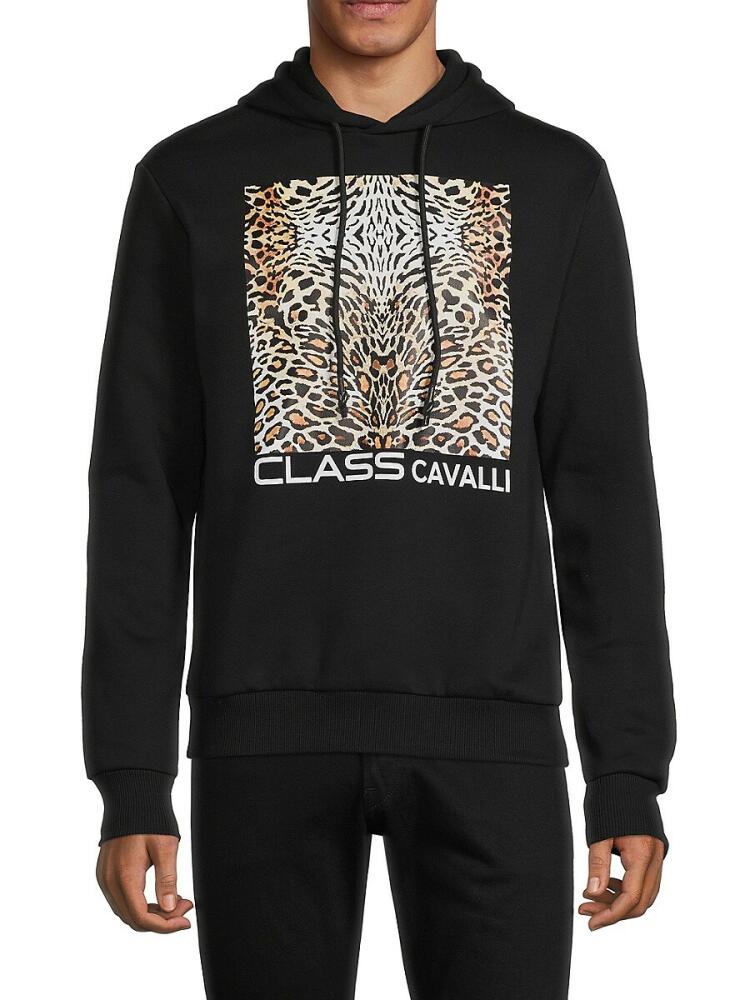 Cavalli Class by Roberto Cavalli Men's Leopard Graphic Hoodie - Black Cover