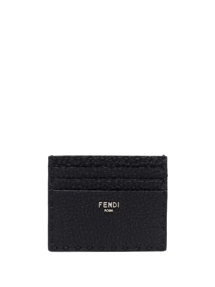 FENDI logo-lettering leather cardholder - Black Cover