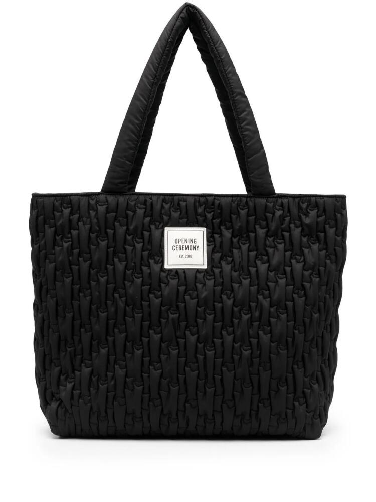 Opening Ceremony quilted logo patch tote bag - Black Cover