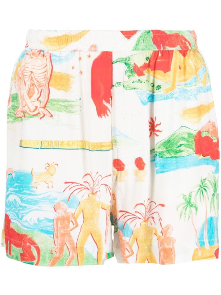 Endless Joy Far Away Places printed shorts - White Cover