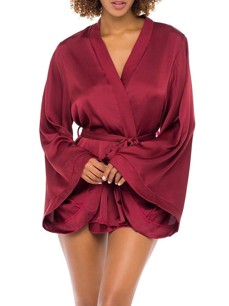 OH LA LA CHERI Women's Mirielle Satin Belted Short Robe - Rhubarb Cover