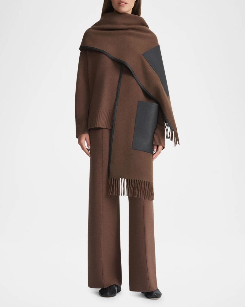 Lafayette 148 New York Leather-Trim Cashmere Shawl Cover