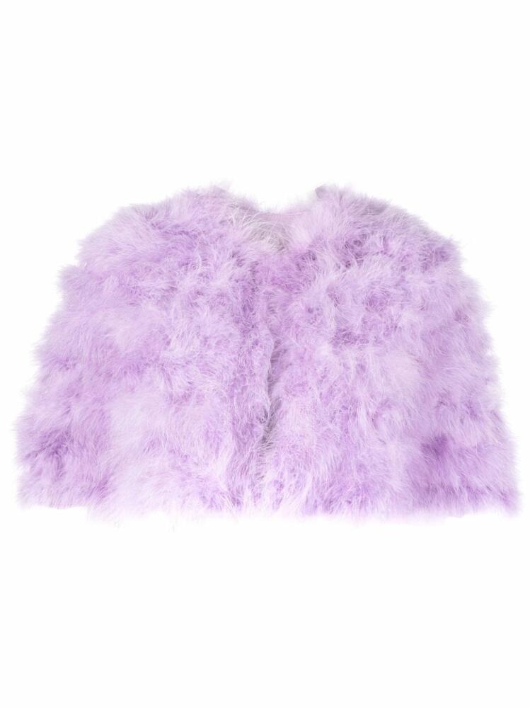 TWINSET turkey-feathers cropped cape jacket - Purple Cover