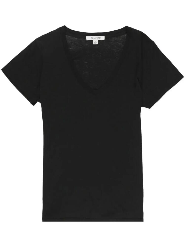 Nili Lotan Carol V-neck T-Shirt - Black Cover