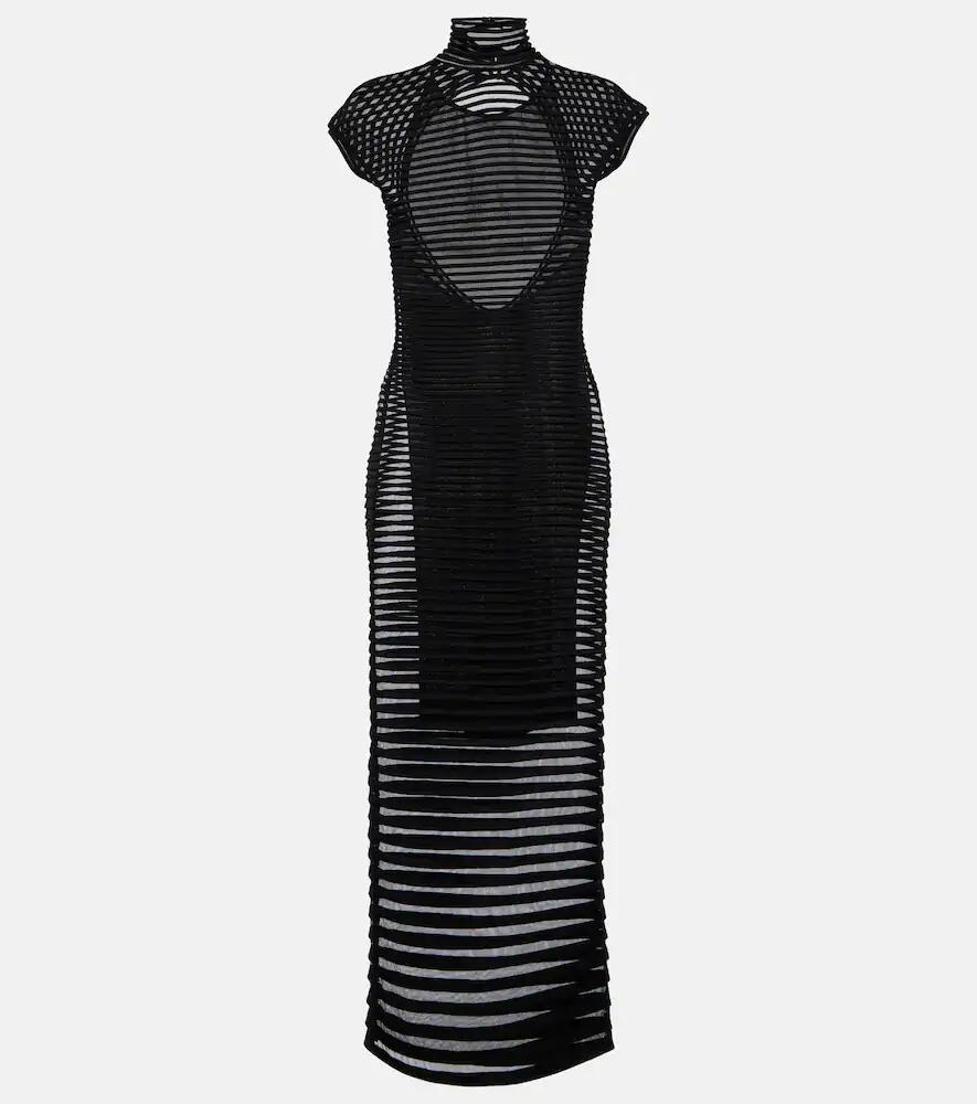 Alaïa Striped crêpe-paneled gown Cover