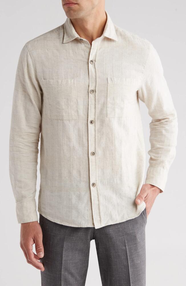 Robert Barakett Sunset Plaid Cotton & Linen Button-Up Shirt in Cream Cover